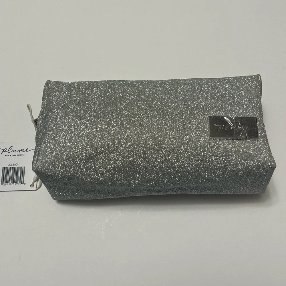 Plume Science Silver Glitter Glam & Go Cosmetic Bag
